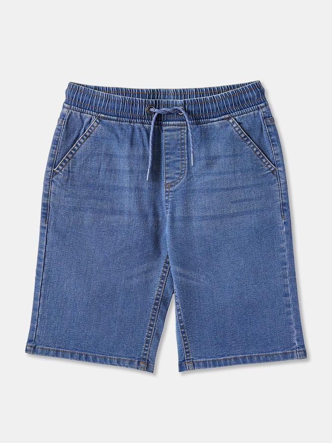 Boys Denim Relaxed Fit Elastic Waist Drawstring Shorts