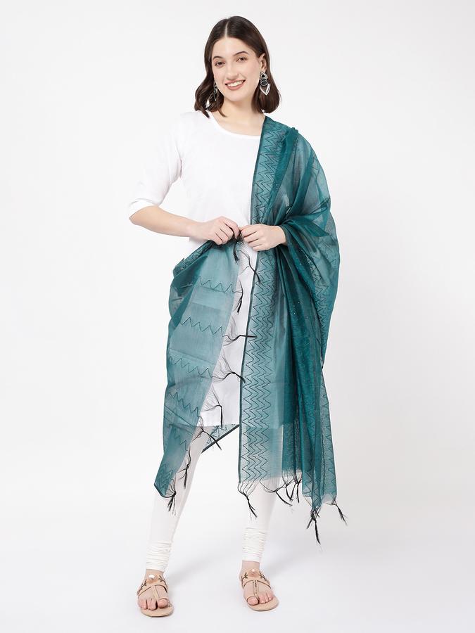R&B Women's Teal Printed Dupatta