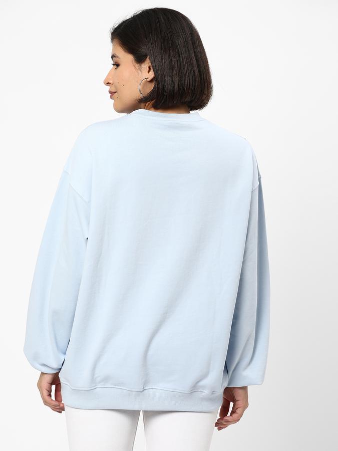Women Cotton Blend Oversized Round Neck Graphic Sweatshirt