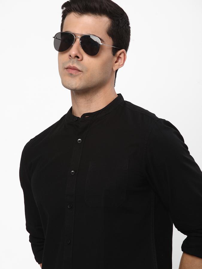 R&B Men Black Casual Shirts