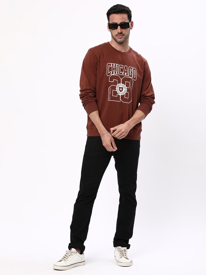 Men Cotton Regular Fit Crew Neck Graphic Sweatshirt