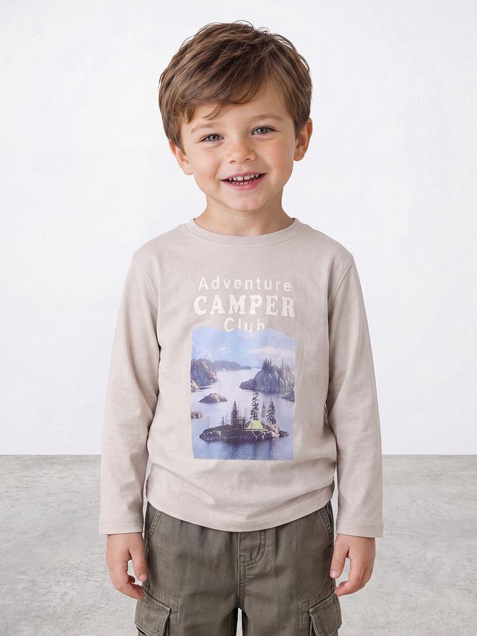 R&B Boys Grey Graphic Print Short Sleeves Tshirt