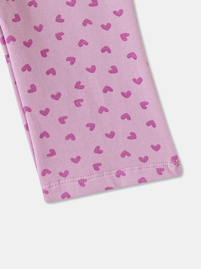 Girls Cotton Blend Skinny Fit Elastic Waist Printed Leggings