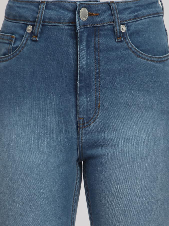 Women Stretch Denim Slim Fit High Rise Faded Jeans