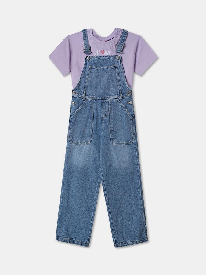 Dungaree For Girls Printed Denim image number 0