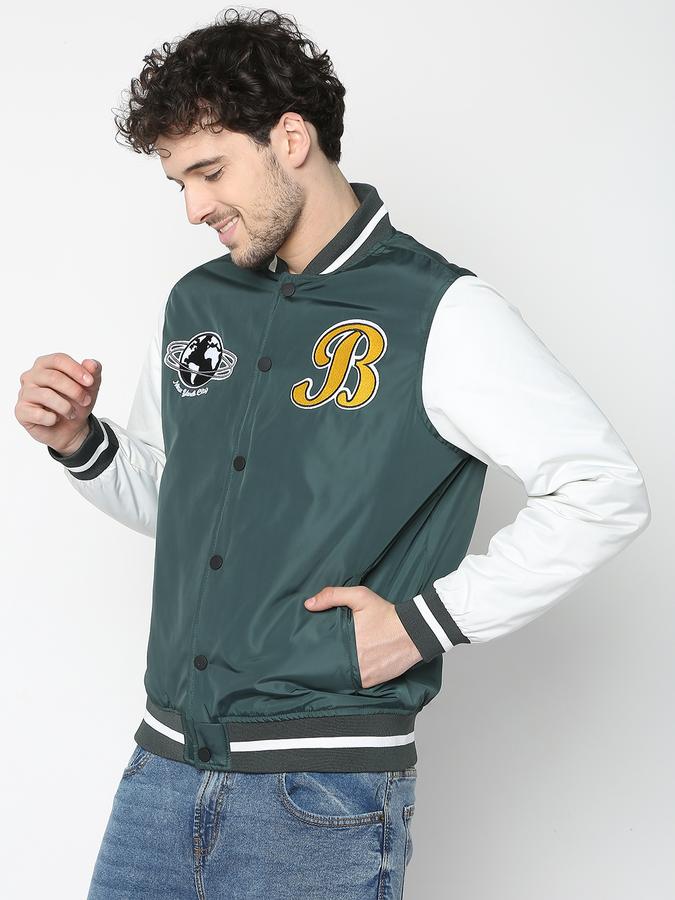 Men Typographic Print Regular Fit Bomber Jacket image number 2