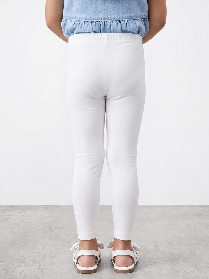 R&B Girls Snow White Solid Elasticated waist Leggings