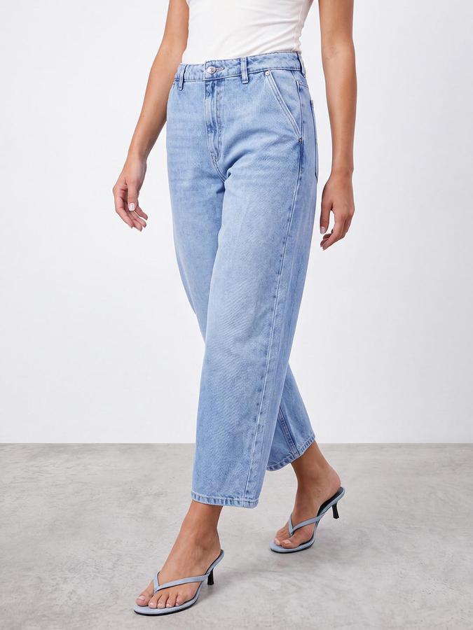 R&B Women Light Blue Mid-Rise Skater Mom Fit Denim Jeans