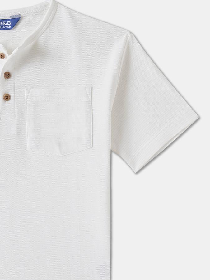 Boys Cotton Regular Fit Henley Neck Solid T-shirt