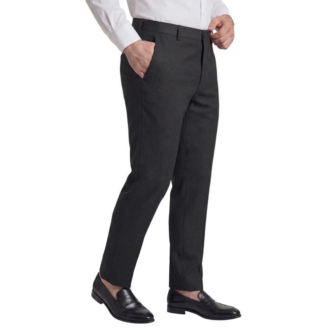 R&B Grey Solid Men Slim Fit Formal Trousers