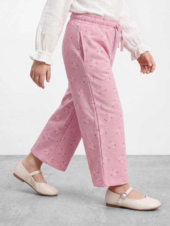 R&B Girls Pink Floral Printed Pants