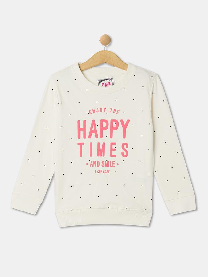 Girls Typographic Print Round-Neck Sweatshirt