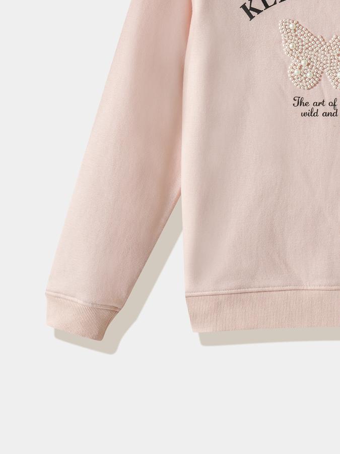 Girls Fleece Regular Fit Crew Neck Graphic Sweatshirt