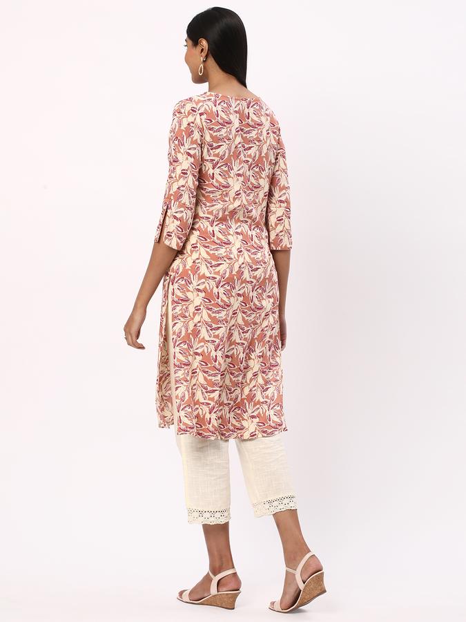 Women Leaf Print Straight Kurta data-index=