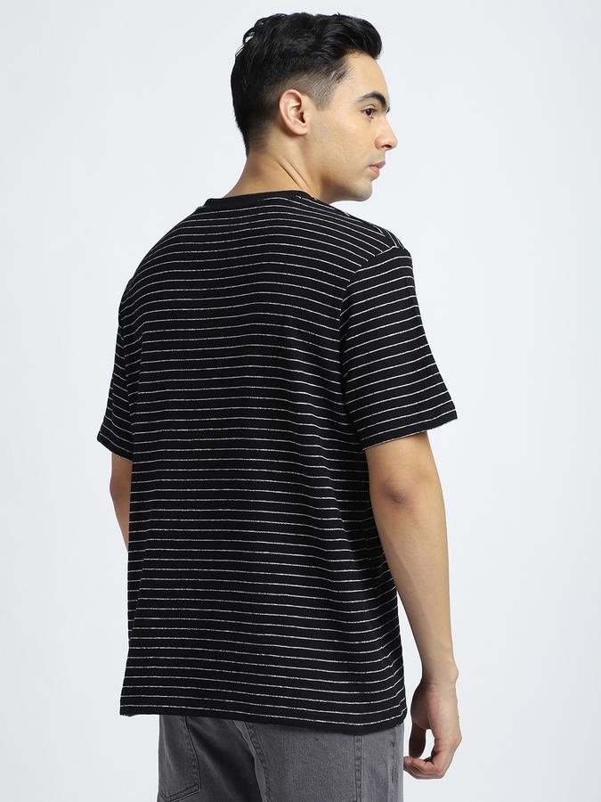 Men Cotton Regular Fit Crew Neck Striped T-shirt