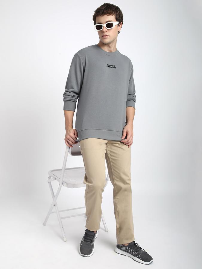 Men Cotton Blend Regular Fit Crew Neck Graphic Sweatshirt