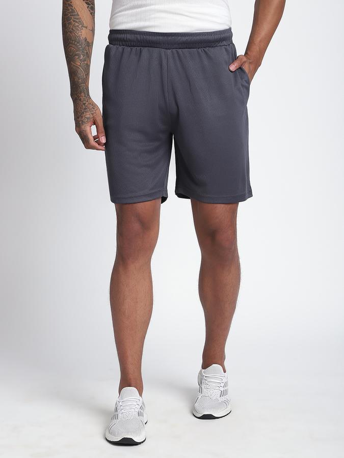 Men Polyester Regular Fit Elastic Waist Solid Shorts