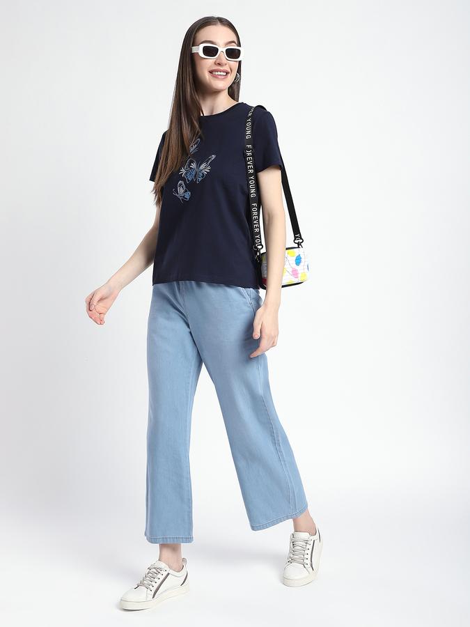 Women Cotton Regular Fit Crew Neck Graphic T-shirt