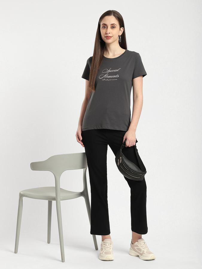 Women Cotton Regular Fit Crew Neck Graphic T-shirt