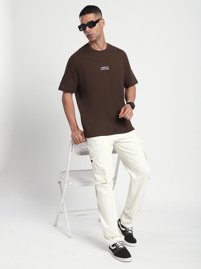 Men Cotton Relaxed Fit Crew Neck Typographic T-shirt