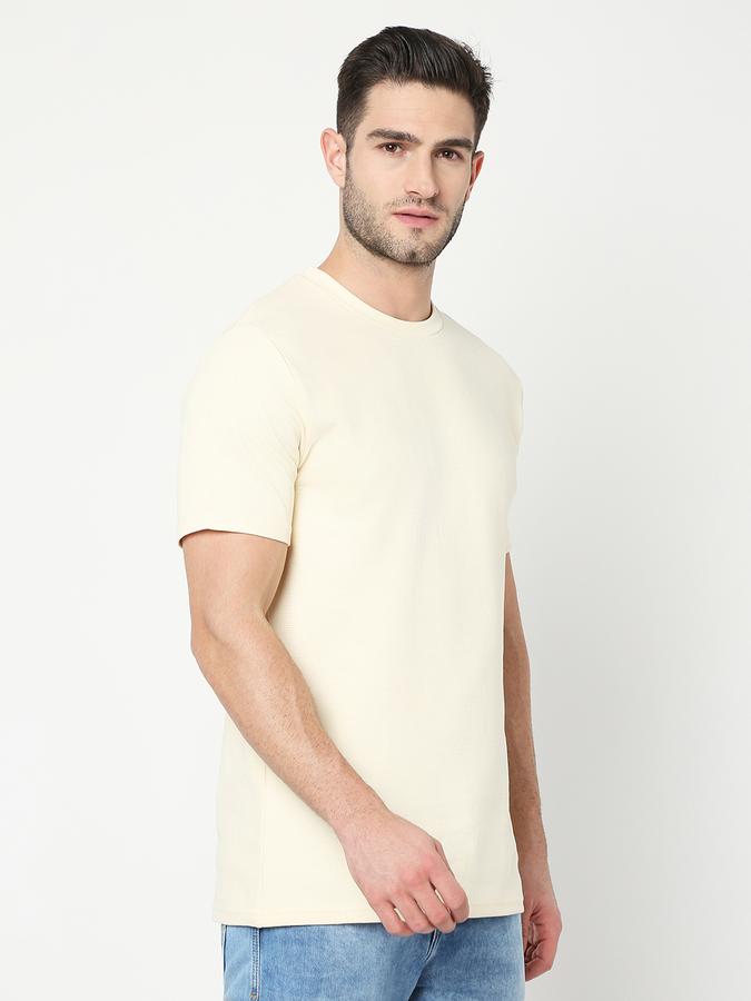 Men Cotton Blend Regular Fit Crew Neck Solid T-shirt