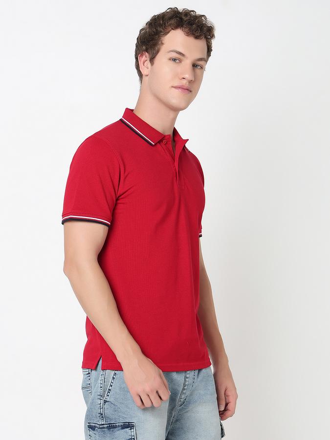 Contrast Tipping Polo T-Shirt with Short Sleeves image number 3