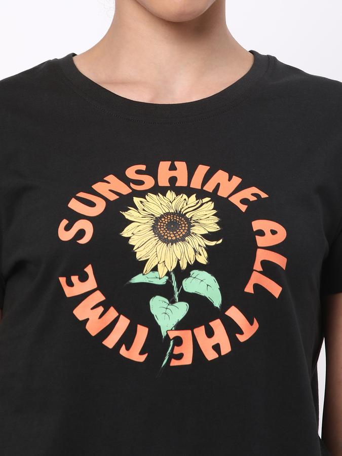 Women Cotton Regular Fit Crew Neck Graphic T-shirt