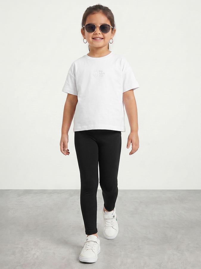 R&B Navy Blue Solid Girls Legging