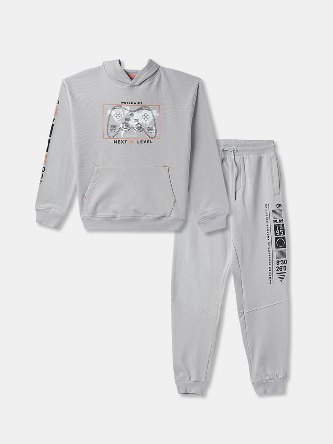 Boys Graphic Print Hooded SweaT-Shirt with Joggers Fashion Set