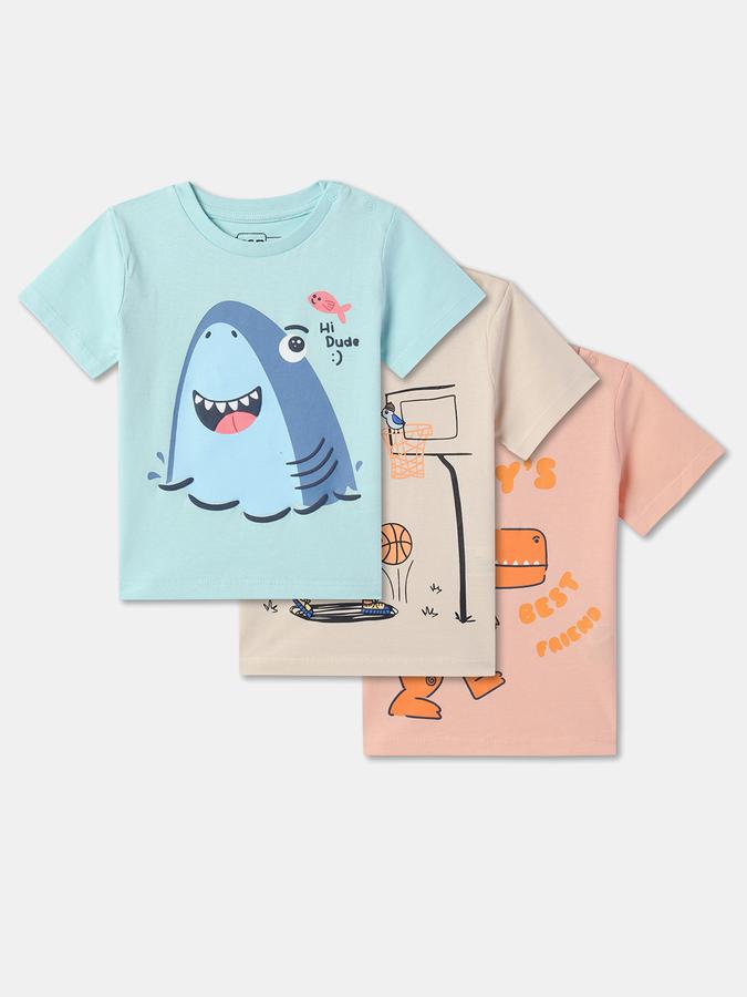 Pack of 3 Boy Graphic Print Round-Neck T-Shirts