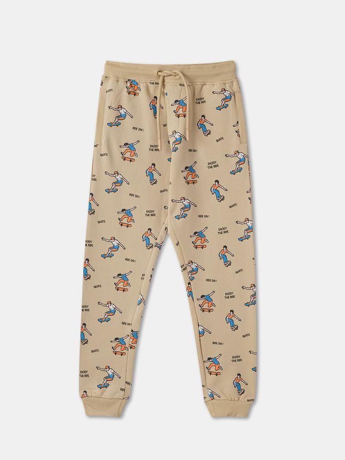 R&B Boys' Beige Printed Co-ord Set