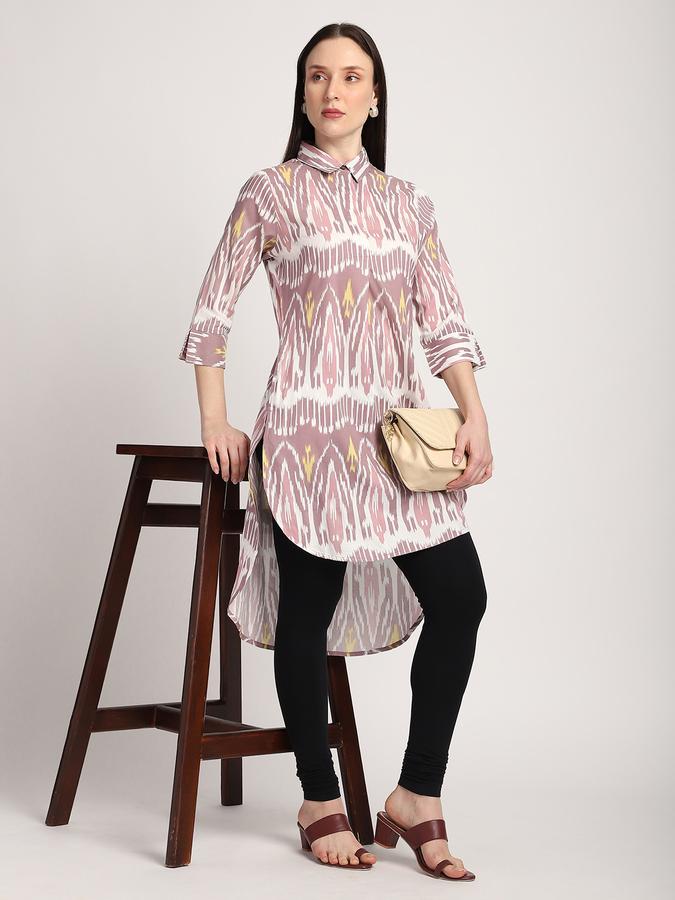 Women Viscose Regular Fit Shirt Collar Printed Kurta