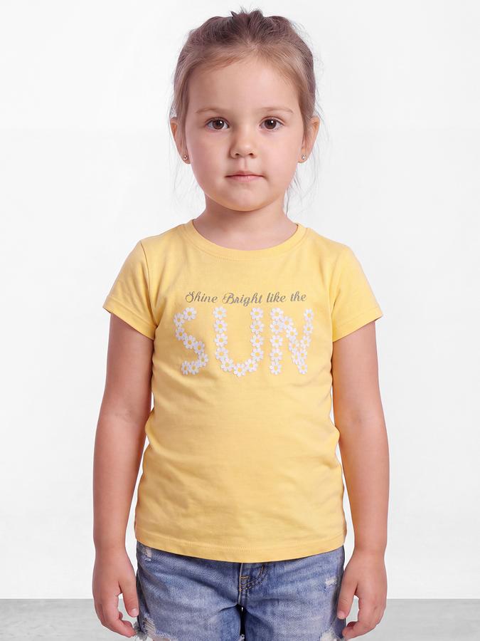 R&B Girls Yellow Typography Printed  Short Sleeves Pure Cotton T-shirt