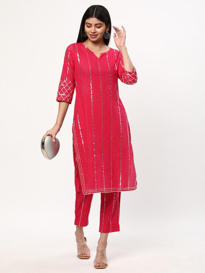Women Striped Kurta & Trousers Set image number 1