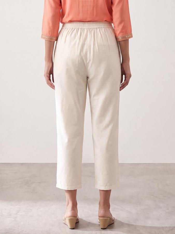 R&B Women Off White Solid Ethnic Narrow Pant