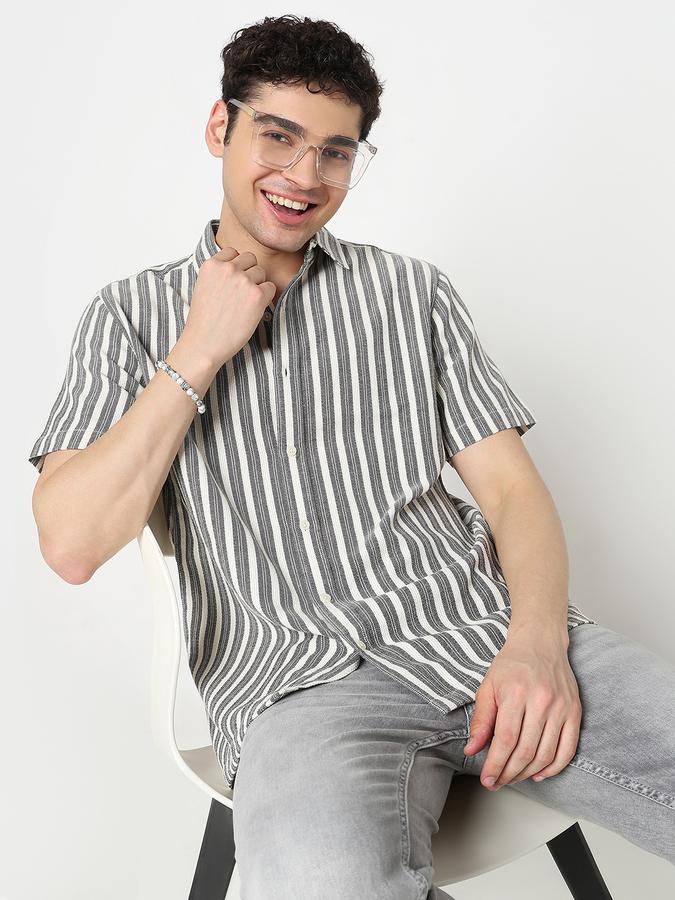 R&B Men Striped Casual Shirt