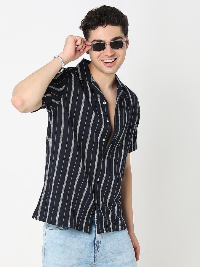 R&B Men Striped Casual Shirt
