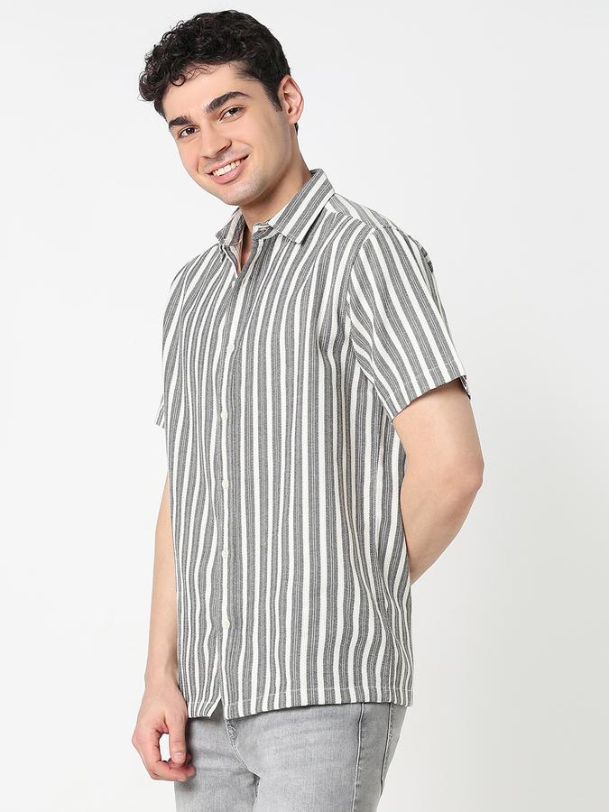 R&B Men Striped Casual Shirt image number 3