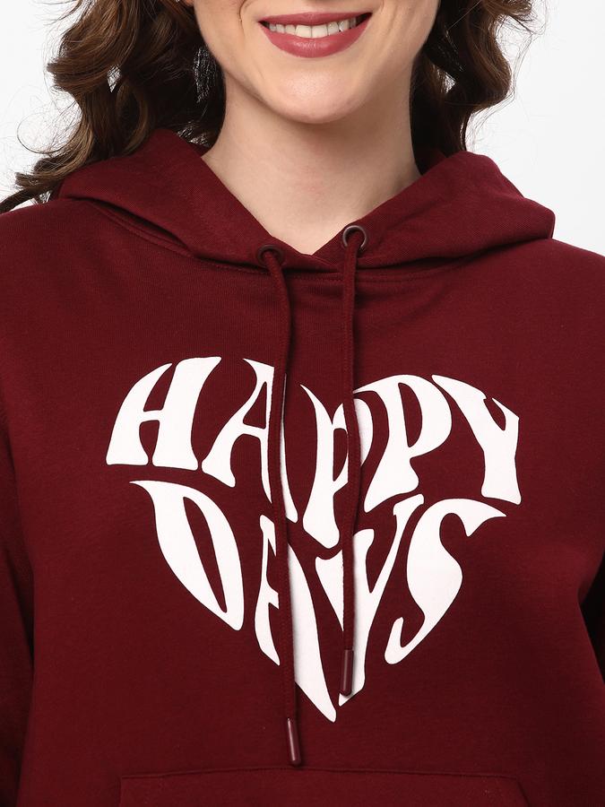 Women Cotton Regular Fit Hooded Graphic Sweatshirt
