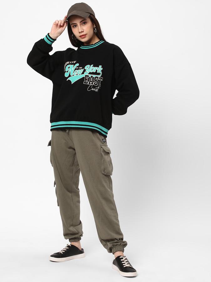 Women Cotton Regular Fit Round Neck Graphic Sweatshirt