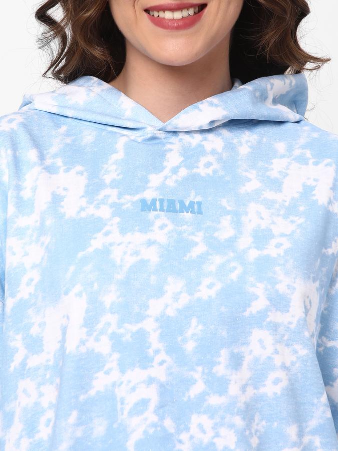 Women Cotton Blend Regular Fit Hooded Tie Dye Sweatshirt