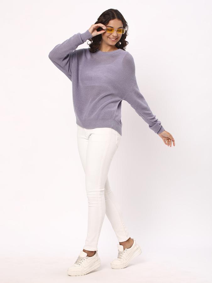 Women Acrylic Relaxed Fit Round Neck Solid Sweater