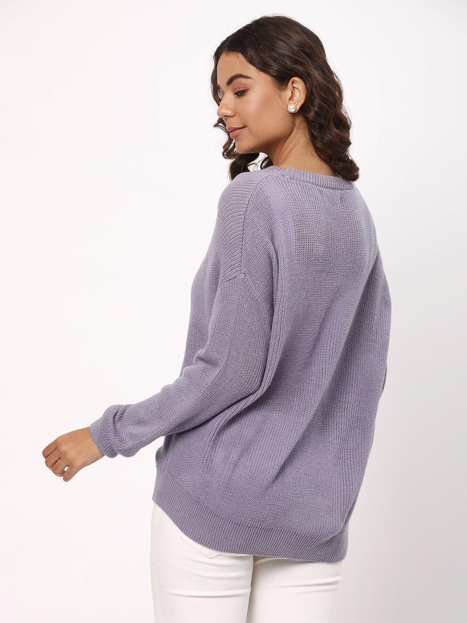 Women Acrylic Relaxed Fit Round Neck Solid Sweater
