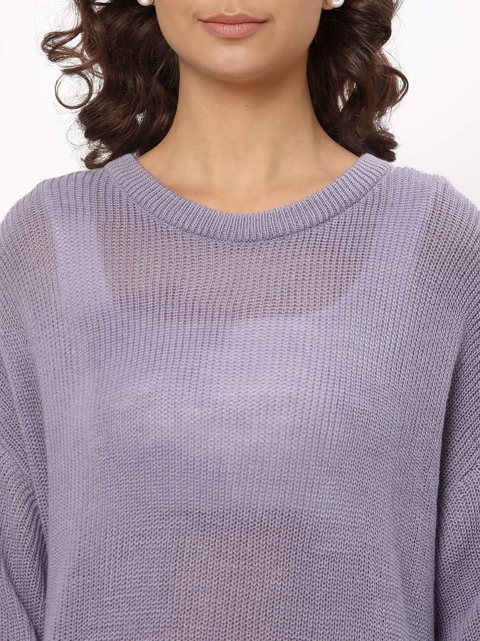 Women Acrylic Relaxed Fit Round Neck Solid Sweater
