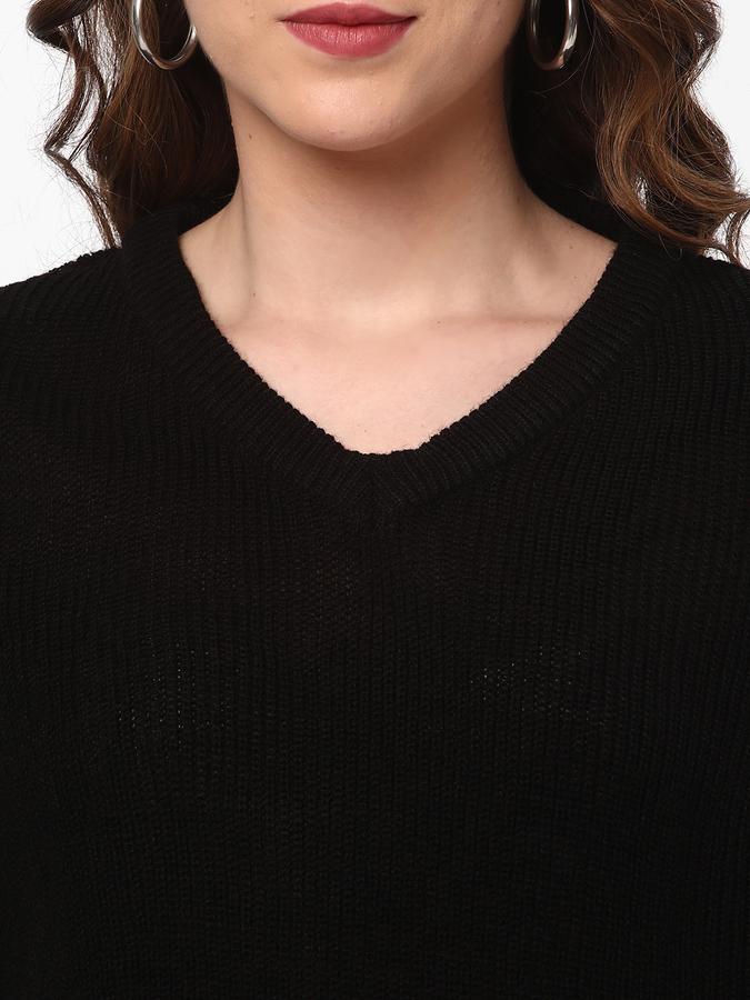 Women Acrylic Regular Fit V-Neck Solid Sweater