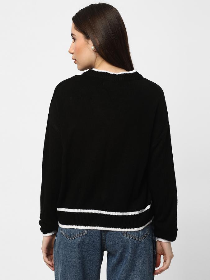 Women Acrylic Regular Fit V-Neck Solid Sweater