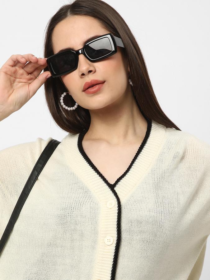 Women Acrylic Regular Fit V-Neck Solid Sweater