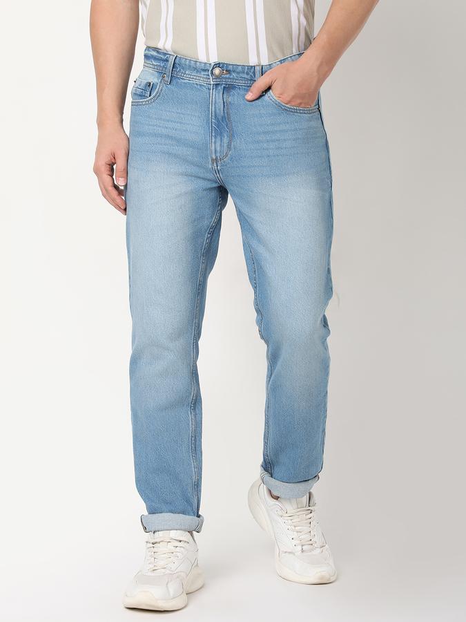 Men Cotton Slim Fit Mid Rise Faded Jeans