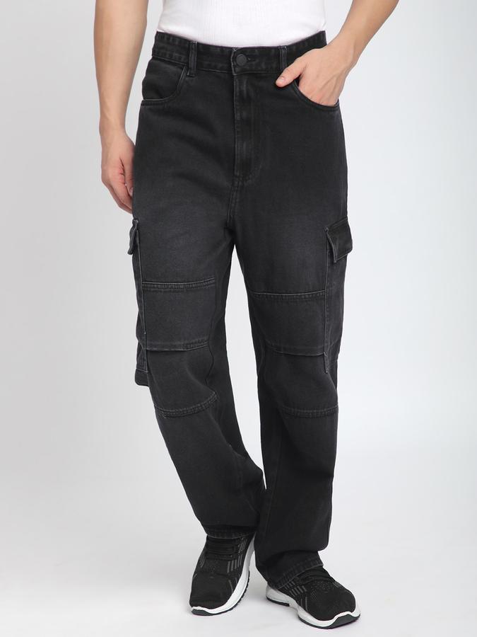 Men Cotton Baggy Fit Mid Rise Clean Look Jeans