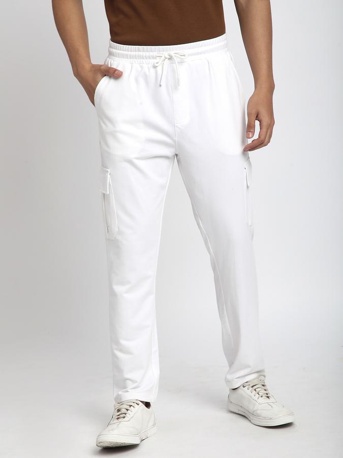 Men Polycotton Regular Fit Drawstring Waist Open Hem Trackpants